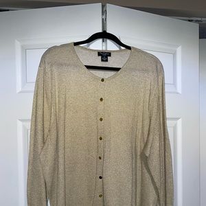 Gold sparkly cardigan by Nue Options Woman 3X